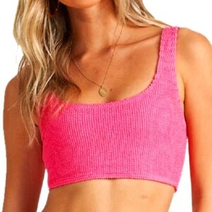 NWT Bar III Candy Kiss hot pink Crinkle Bralette Bikini Top Size Large